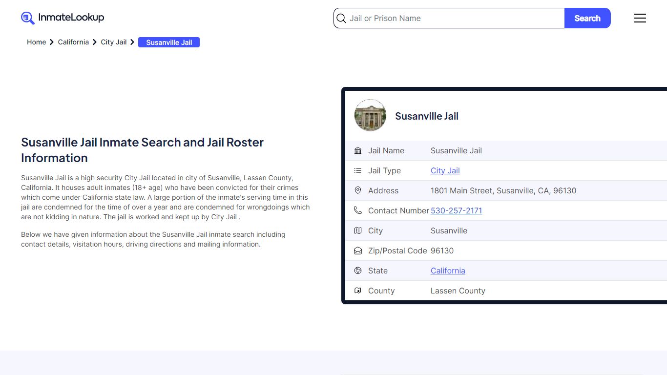 Susanville Jail Inmate Search, Jail Roster, Bookings, Arrests - Inmate ...